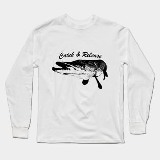 Catch and Release Series, Pike, Black color Long Sleeve T-Shirt